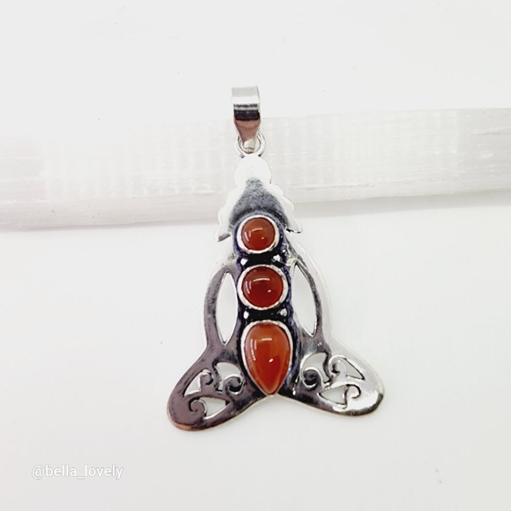 Yoga Carnelian Ethnic Handmade Pendant Jewelry 1.92" Yogi Meditate - Picture 3 of 4